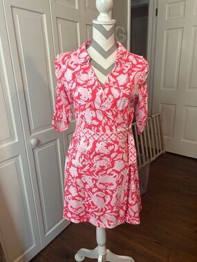 Lilly Pulitzer Ibby Skirted Romper Pink & White Floral Wrap skirt